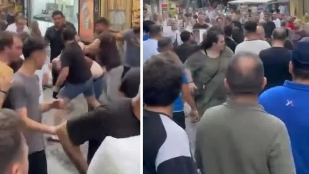 Fatih'te esnaf kavgasında ortalık karıştı! Çekpasla saldırdı