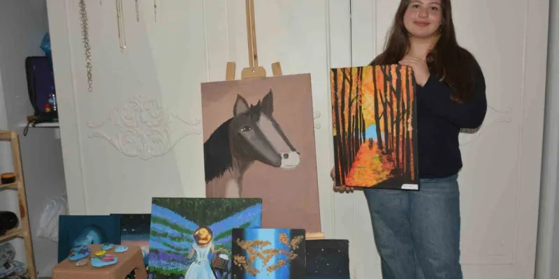 Ordu’da 13 yaşındaki öğrenci, doğadan aldığı ilhamı tuvallere yansıtıyor