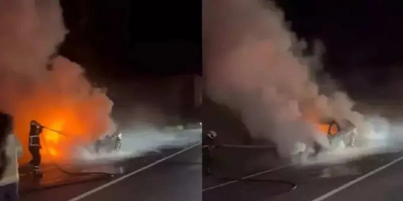 Bursa'da Otomobil Alev Aldı! Sürücü Son Anda Kurtuldu!